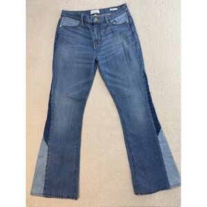 FRAME Le High Flare Jeans Patchwork Denim Womens 28 X 30"‎ inseam LHFDB314